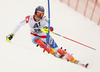 Ramon Zenhaeusern of Switzerland skiing in first run of the men slalom race of Audi FIS Alpine skiing World cup in Kitzbuehel, Austria. Men downhill race of Audi FIS Alpine skiing World cup was held in Kitzbuehel, Austria, on Sunday, 24th of January 2016.
