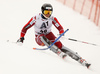 Espen Lysdahl of Norway skiing in first run of the men slalom race of Audi FIS Alpine skiing World cup in Kitzbuehel, Austria. Men downhill race of Audi FIS Alpine skiing World cup was held in Kitzbuehel, Austria, on Sunday, 24th of January 2016.
