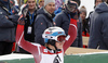 Winner Henrik Kristoffersen of Norway reacts in finish of the second run of the men slalom race of Audi FIS Alpine skiing World cup in Kitzbuehel, Austria. Men downhill race of Audi FIS Alpine skiing World cup was held in Kitzbuehel, Austria, on Sunday, 24th of January 2016.
