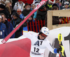 Fourth placed Mattias Hargin of Sweden reacts in finish of the second run of the men slalom race of Audi FIS Alpine skiing World cup in Kitzbuehel, Austria. Men downhill race of Audi FIS Alpine skiing World cup was held in Kitzbuehel, Austria, on Sunday, 24th of January 2016.
