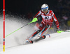 Henrik Kristoffersen of Norway skiing in the first run of the men slalom race of Audi FIS Alpine skiing World cup in Schladming, Austria. Men slalom race of Audi FIS Alpine skiing World cup, The Night race, was held in Schladming, Austria, on Tuesday, 26th of January 2016.
