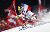 Marcel Hirscher of Austria skiing in the first run of the men slalom race of Audi FIS Alpine skiing World cup in Schladming, Austria. Men slalom race of Audi FIS Alpine skiing World cup, The Night race, was held in Schladming, Austria, on Tuesday, 26th of January 2016.
