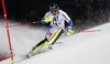 Andre Myhrer of Sweden skiing in the first run of the men slalom race of Audi FIS Alpine skiing World cup in Schladming, Austria. Men slalom race of Audi FIS Alpine skiing World cup, The Night race, was held in Schladming, Austria, on Tuesday, 26th of January 2016.
