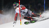 David Chodounsky of USA skiing in the first run of the men slalom race of Audi FIS Alpine skiing World cup in Schladming, Austria. Men slalom race of Audi FIS Alpine skiing World cup, The Night race, was held in Schladming, Austria, on Tuesday, 26th of January 2016.
