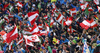 Austrian fans during the first run of the men slalom race of Audi FIS Alpine skiing World cup in Schladming, Austria. Men slalom race of Audi FIS Alpine skiing World cup, The Night race, was held in Schladming, Austria, on Tuesday, 26th of January 2016.
