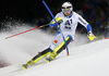 Anton Lahdenperae of Sweden skiing in the first run of the men slalom race of Audi FIS Alpine skiing World cup in Schladming, Austria. Men slalom race of Audi FIS Alpine skiing World cup, The Night race, was held in Schladming, Austria, on Tuesday, 26th of January 2016.
