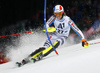 Linus Strasser of Germany skiing in the first run of the men slalom race of Audi FIS Alpine skiing World cup in Schladming, Austria. Men slalom race of Audi FIS Alpine skiing World cup, The Night race, was held in Schladming, Austria, on Tuesday, 26th of January 2016.
