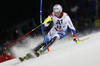 Marc Gini of Switzerland skiing in the first run of the men slalom race of Audi FIS Alpine skiing World cup in Schladming, Austria. Men slalom race of Audi FIS Alpine skiing World cup, The Night race, was held in Schladming, Austria, on Tuesday, 26th of January 2016.
