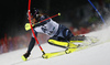 Joonas Rasanen of Finland skiing in the first run of the men slalom race of Audi FIS Alpine skiing World cup in Schladming, Austria. Men slalom race of Audi FIS Alpine skiing World cup, The Night race, was held in Schladming, Austria, on Tuesday, 26th of January 2016.
