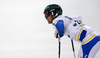 Axel Baeck of Sweden reacts in the finish of the second run of the men slalom race of Audi FIS Alpine skiing World cup in Schladming, Austria. Men slalom race of Audi FIS Alpine skiing World cup, The Night race, was held in Schladming, Austria, on Tuesday, 26th of January 2016.
