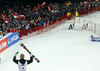 Second placed Marcel Hirscher of Austria celebrates his second place infant of the home crown after the men slalom race of Audi FIS Alpine skiing World cup in Schladming, Austria. Men slalom race of Audi FIS Alpine skiing World cup, The Night race, was held in Schladming, Austria, on Tuesday, 26th of January 2016.
