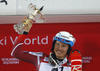 Winner Henrik Kristoffersen of Norway celebrates his medal won in the men slalom race of Audi FIS Alpine skiing World cup in Schladming, Austria. Men slalom race of Audi FIS Alpine skiing World cup, The Night race, was held in Schladming, Austria, on Tuesday, 26th of January 2016.
