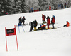 Course workers resting after trying to prepare course for race, but due dangerous conditions race got canceled before start of the first run of the men giant slalom race of Audi FIS Alpine skiing World cup in Garmisch-Partenkirchen, Germany. Men giant slalom race of Audi FIS Alpine skiing World cup, was held on Kandahar course in Garmisch-Partenkirchen, Germany, on Sunday, 31st of January 2016.
