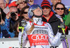 Lindsey Vonn of the USA (winner ) reacts after her run of the ladies Downhill of Garmisch FIS Ski Alpine World Cup at the Kandahar in Garmisch Partenkirchen, Germany on 2016/02/06.
