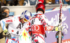 Winner Alexis Pinturault of France in pain in the finish of the second run of the men giant slalom race of Audi FIS Alpine skiing World cup in Hinterstoder, Austria. Men giant slalom race of Audi FIS Alpine skiing World cup, was held on Hinterstoder, Austria, on Friday, 26th of February 2016.
