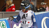 Axel William Patricksson of Norway reacts in the finish of the second run of the men giant slalom race of Audi FIS Alpine skiing World cup in Hinterstoder, Austria. Men giant slalom race of Audi FIS Alpine skiing World cup, was held on Hinterstoder, Austria, on Friday, 26th of February 2016.
