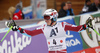 Third placed Henrik Kristoffersen of Norway reacts in finish of the second run of the men giant slalom race of Audi FIS Alpine skiing World cup in Hinterstoder, Austria. Men giant slalom race of Audi FIS Alpine skiing World cup, was held in Hinterstoder, Austria, on Sunday, 28th of February 2016.
