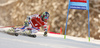 Mathieu Faivre of France skiing in the first run of the men giant slalom race of Audi FIS Alpine skiing World cup in Kranjska Gora, Slovenia. Men giant slalom race of Audi FIS Alpine skiing World cup, was held in Kranjska Gora, Slovenia, on Friday, 4th of March 2016.
