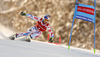 Alexis Pinturault of France skiing in the first run of the men giant slalom race of Audi FIS Alpine skiing World cup in Kranjska Gora, Slovenia. Men giant slalom race of Audi FIS Alpine skiing World cup, was held in Kranjska Gora, Slovenia, on Friday, 4th of March 2016.
