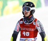 Eemeli Pirinen of Finland reacts in finish of the second run of the men giant slalom race of Audi FIS Alpine skiing World cup in Kranjska Gora, Slovenia. Men giant slalom race of Audi FIS Alpine skiing World cup, was held in Kranjska Gora, Slovenia, on Friday, 4th of March 2016.
