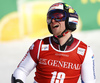 Justin Murisier of Switzerland reacts in finish of the second run of the men giant slalom race of Audi FIS Alpine skiing World cup in Kranjska Gora, Slovenia. Men giant slalom race of Audi FIS Alpine skiing World cup, was held in Kranjska Gora, Slovenia, on Friday, 4th of March 2016.
