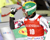 Philipp Schoerghofer of Austria reacts in finish of the second run of the men giant slalom race of Audi FIS Alpine skiing World cup in Kranjska Gora, Slovenia. Men giant slalom race of Audi FIS Alpine skiing World cup, was held in Kranjska Gora, Slovenia, on Friday, 4th of March 2016.
