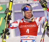 Alexis Pinturault of France reacts in finish of the second run of the men giant slalom race of Audi FIS Alpine skiing World cup in Kranjska Gora, Slovenia. Men giant slalom race of Audi FIS Alpine skiing World cup, was held in Kranjska Gora, Slovenia, on Friday, 4th of March 2016.
