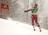 Leif Kristian Haugen of Norway skiing in the first run of the men giant slalom race of Audi FIS Alpine skiing World cup in Kranjska Gora, Slovenia. Men giant slalom race of Audi FIS Alpine skiing World cup, was held in Kranjska Gora, Slovenia, on Saturday, 5th of March 2016.
