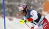 Daniel Yule of Switzerland skiing in the first run of the men slalom race of Audi FIS Alpine skiing World cup in Kranjska Gora, Slovenia. Men slalom race of Audi FIS Alpine skiing World cup, was held in Kranjska Gora, Slovenia, on Sunday, 6th of March 2016.
