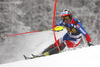 Alexander Khoroshilov of Russia skiing in the first run of the men slalom race of Audi FIS Alpine skiing World cup in Kranjska Gora, Slovenia. Men slalom race of Audi FIS Alpine skiing World cup, was held in Kranjska Gora, Slovenia, on Sunday, 6th of March 2016.
