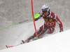 Henrik Kristoffersen of Norway skiing in the first run of the men slalom race of Audi FIS Alpine skiing World cup in Kranjska Gora, Slovenia. Men slalom race of Audi FIS Alpine skiing World cup, was held in Kranjska Gora, Slovenia, on Sunday, 6th of March 2016.

