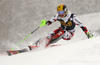 Marcel Hirscher of Austria skiing in the first run of the men slalom race of Audi FIS Alpine skiing World cup in Kranjska Gora, Slovenia. Men slalom race of Audi FIS Alpine skiing World cup, was held in Kranjska Gora, Slovenia, on Sunday, 6th of March 2016.
