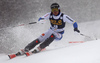 Jens Byggmark of Sweden skiing in the first run of the men slalom race of Audi FIS Alpine skiing World cup in Kranjska Gora, Slovenia. Men slalom race of Audi FIS Alpine skiing World cup, was held in Kranjska Gora, Slovenia, on Sunday, 6th of March 2016.
