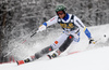 Axel Baeck of Sweden skiing in the first run of the men slalom race of Audi FIS Alpine skiing World cup in Kranjska Gora, Slovenia. Men slalom race of Audi FIS Alpine skiing World cup, was held in Kranjska Gora, Slovenia, on Sunday, 6th of March 2016.
