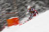 Leif Kristian Haugen of Norway skiing in the first run of the men slalom race of Audi FIS Alpine skiing World cup in Kranjska Gora, Slovenia. Men slalom race of Audi FIS Alpine skiing World cup, was held in Kranjska Gora, Slovenia, on Sunday, 6th of March 2016.
