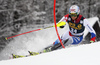Marc Gini of Switzerland skiing in the first run of the men slalom race of Audi FIS Alpine skiing World cup in Kranjska Gora, Slovenia. Men slalom race of Audi FIS Alpine skiing World cup, was held in Kranjska Gora, Slovenia, on Sunday, 6th of March 2016.
