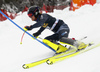 Joonas Rasanen of Finland skiing in the first run of the men slalom race of Audi FIS Alpine skiing World cup in Kranjska Gora, Slovenia. Men slalom race of Audi FIS Alpine skiing World cup, was held in Kranjska Gora, Slovenia, on Sunday, 6th of March 2016.
