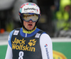 Daniel Yule of Switzerland reacts in finish of the second run of the men slalom race of Audi FIS Alpine skiing World cup in Kranjska Gora, Slovenia. Men slalom race of Audi FIS Alpine skiing World cup, was held in Kranjska Gora, Slovenia, on Sunday, 6th of March 2016.
