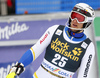 Anton Lahdenperae of Sweden reacts in finish of the second run of the men slalom race of Audi FIS Alpine skiing World cup in Kranjska Gora, Slovenia. Men slalom race of Audi FIS Alpine skiing World cup, was held in Kranjska Gora, Slovenia, on Sunday, 6th of March 2016.
