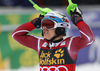 Henrik Kristoffersen of Norway reacts in finish of the second run of the men slalom race of Audi FIS Alpine skiing World cup in Kranjska Gora, Slovenia. Men slalom race of Audi FIS Alpine skiing World cup, was held in Kranjska Gora, Slovenia, on Sunday, 6th of March 2016.
