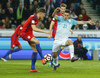 John Stones (no.6) of England (L) and Benjamin Verbic (no.21) (R) of Slovenia during football match of FIFA World cup qualifiers between Slovenia and England. FIFA World cup qualifiers between Slovenia and England was played on Tuesday, 11th of October 2016 in Stozice arena in Ljubljana, Slovenia.
