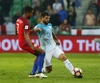 Theo Walcott (no.7) of England and Bojan Jokic (no.13) of Slovenia (R) during football match of FIFA World cup qualifiers between Slovenia and England. FIFA World cup qualifiers between Slovenia and England was played on Tuesday, 11th of October 2016 in Stozice arena in Ljubljana, Slovenia.
