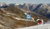 Melanie Meillard of Switzerland skiing in the first run of the women opening giant slalom race of the new season of the Audi FIS Alpine skiing World cup in Soelden, Austria. First women giant slalom race of the season 2016-2017 of the Audi FIS Alpine skiing World cup, was held on Rettenbach glacier above Soelden, Austria, on Saturday, 22nd of October 2016.
