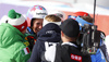 Third placed Marta Bassino of Italy celebrates with her teammates in the finish of the second run of the women opening giant slalom race of the new season of the Audi FIS Alpine skiing World cup in Soelden, Austria. First women giant slalom race of the season 2016-2017 of the Audi FIS Alpine skiing World cup, was held on Rettenbach glacier above Soelden, Austria, on Saturday, 22nd of October 2016.
