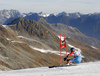 Ted Ligety of USA skiing in the first run of the men opening giant slalom race of the new season of the Audi FIS Alpine skiing World cup in Soelden, Austria. First men giant slalom race of the season 2016-2017 of the Audi FIS Alpine skiing World cup, was held on Rettenbach glacier above Soelden, Austria, on Sunday, 23rd of October 2016.
