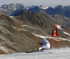 Felix Neureuther of Germany skiing in the first run of the men opening giant slalom race of the new season of the Audi FIS Alpine skiing World cup in Soelden, Austria. First men giant slalom race of the season 2016-2017 of the Audi FIS Alpine skiing World cup, was held on Rettenbach glacier above Soelden, Austria, on Sunday, 23rd of October 2016.
