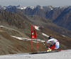 Marco Odermatt of Switzerland skiing in the first run of the men opening giant slalom race of the new season of the Audi FIS Alpine skiing World cup in Soelden, Austria. First men giant slalom race of the season 2016-2017 of the Audi FIS Alpine skiing World cup, was held on Rettenbach glacier above Soelden, Austria, on Sunday, 23rd of October 2016.
