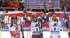 Winner Alexis Pinturault of France (M), second placed Marcel Hirscher of Austria and third placed Felix Neureuther of Germany (R) celebrate their medals won in the men opening giant slalom race of the new season of the Audi FIS Alpine skiing World cup in Soelden, Austria. First men giant slalom race of the season 2016-2017 of the Audi FIS Alpine skiing World cup, was held on Rettenbach glacier above Soelden, Austria, on Sunday, 23rd of October 2016.
