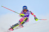 Mikaela Shiffrin of the USA in action during 1st run of ladies Slalom of FIS ski alpine world cup at the Black Race Course in Levi, Finland on 2016/11/12.
