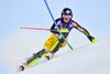 Erin Mielzynski of Canada in action during 1st run of ladies Slalom of FIS ski alpine world cup at the Black Race Course in Levi, Finland on 2016/11/12.
